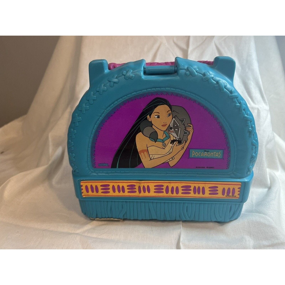 90s Vintage Disney Pocahontas Lunch Box Thermos Brand Work Storage Box